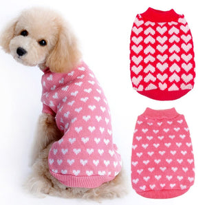 Maglione per cani e gatti con stampa a cuore