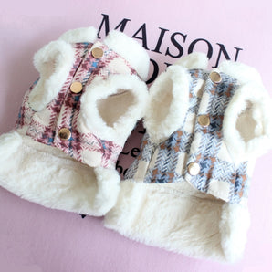 Plaid Furry Dog Jacket Harness | Softosy Pet Boutique